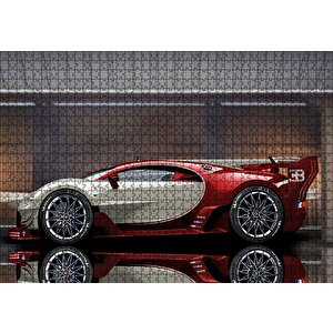 Kırmızı Beyaz Bugatti Veyron Eb 164 Puzzle Yapboz Mdf Ahşap 1000 Parça