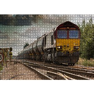 Raylar Tren Ve Bulutlu Gökler Puzzle Yapboz Mdf Ahşap 1000 Parça