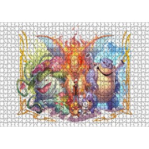 Pikaçu Tüm Karakterler Dijital Çizim Puzzle Yapboz Mdf Ahşap 1000 Parça