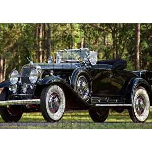Siyah Cadillac Cabrio Antika Araba Puzzle Yapboz Mdf Ahşap 255 Parça