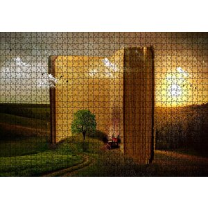 Açık Kitap Ve Tabiat İllüstrasyon Puzzle Yapboz Mdf Ahşap 1000 Parça
