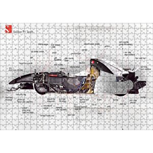 F1 Arabasının Anatomisi Görseli Puzzle Yapboz Mdf Ahşap 500 Parça