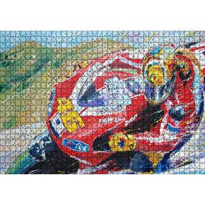 Ahaşap Tablo 46 Numara Kırmızmotosiklet Hız Görseli Puzzle Yapboz Mdf Ahşap 1000 Parça