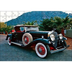 Siyah Cadillac Antika Araba Puzzle Yapboz Mdf Ahşap 120 Parça