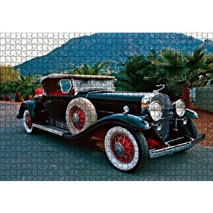 Siyah Cadillac Antika Araba Puzzle Yapboz Mdf Ahşap 1000 Parça