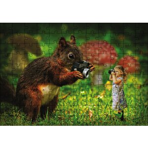 Sincap Kız Fotoğraf Çekimi Puzzle Yapboz Mdf Ahşap 120 Parça
