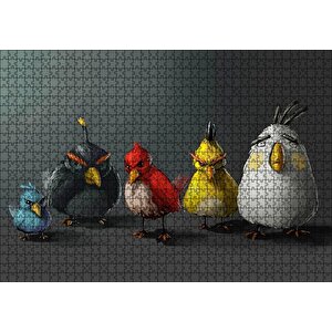 Yağlı Boya Rengarenk Kızgın Kuşlar Görseli Puzzle Yapboz Mdf Ahşap 1000 Parça