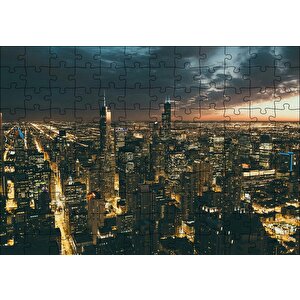 Las Vegas Gece Manzarası Puzzle Yapboz Mdf Ahşap 120 Parça