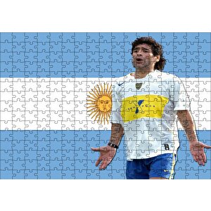 Diego Maradona Buka Junior Takımında Puzzle Yapboz Mdf Ahşap 255 Parça