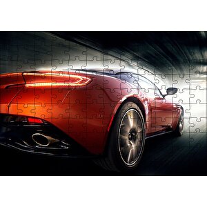 Kırmızı Aston Martin Ve Tünel Işıkları Puzzle Yapboz Mdf Ahşap 120 Parça