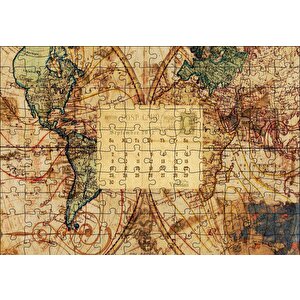 2012 Eylül Kartpostal Ve Dünya Haritası Puzzle Yapboz Mdf Ahşap 120 Parça