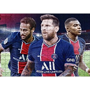 Messi Neymar Mbappe Artık  Bi Arada Puzzle Yapboz Mdf Ahşap 255 Parça