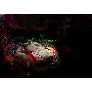 Cakapuzzle  Bugatti Veyron Karanlık Arka Plan Puzzle Yapboz Mdf Ahşap