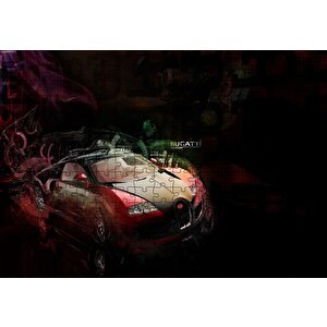 Bugatti Veyron Karanlık Arka Plan Puzzle Yapboz Mdf Ahşap 255 Parça