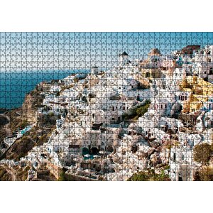 Yunanistan Santorini Yamaç Evleri Puzzle Yapboz Mdf Ahşap 1000 Parça