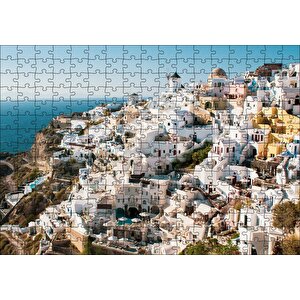 Cakapuzzle  Yunanistan Santorini Yamaç Evleri Puzzle Yapboz Mdf Ahşap