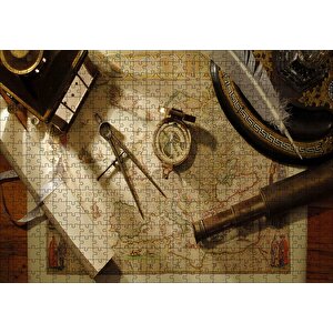 Harita Ve Denizcilik Navigasyon Araçları Görseli Puzzle Yapboz Mdf Ahşap 500 Parça