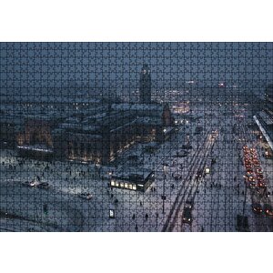 Karla Kaplı Caddeler Ve Tren İstasyonu Puzzle Yapboz Mdf Ahşap 1000 Parça