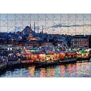 Balık Ekmek Tekneleri Ve Süleymaniye Camii Puzzle Yapboz Mdf Ahşap 120 Parça