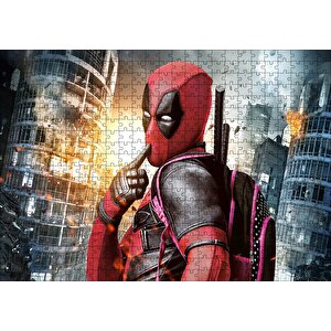 Deadpool Hayret Süper Kahraman Çizgi Roman Görseli Puzzle Yapboz Mdf Ahşap 500 Parça