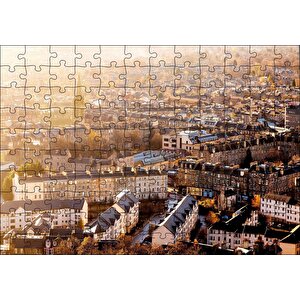 Cakapuzzle İskoçya Edinburg Yüksekten Şehir Manzarası Puzzle Yapboz Mdf Ahşap