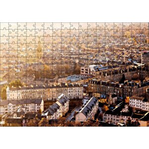 İskoçya Edinburg Yüksekten Şehir Manzarası Puzzle Yapboz Mdf Ahşap 255 Parça