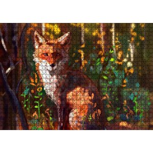Ormandaki Tilki Dijital Sanat Puzzle Yapboz Mdf Ahşap 1000 Parça