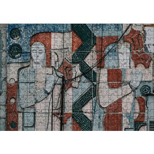 Tarihi Duvar Mozaiği Adam Ve Kadın Puzzle Yapboz Mdf Ahşap 255 Parça