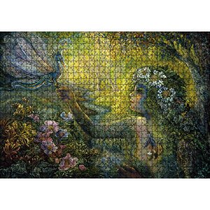 Orman Kız Ve Bebek Ejderha Mistik Tablo Puzzle Yapboz Mdf Ahşap 1000 Parça