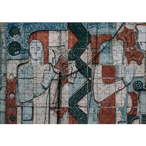 Tarihi Duvar Mozaiği Adam Ve Kadın Puzzle Yapboz Mdf Ahşap 120 Parça