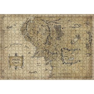 Sauron Gözünde Orta Dünya Haritası Mordor Puzzle Yapboz Mdf Ahşap 500 Parça