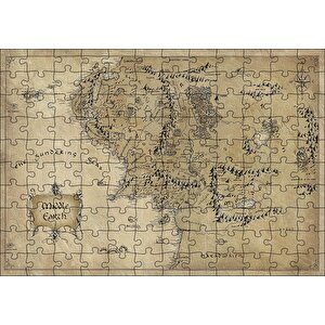 Sauron Gözünde Orta Dünya Haritası Mordor Puzzle Yapboz Mdf Ahşap 120 Parça