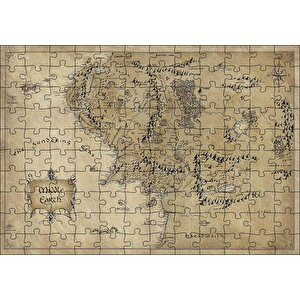 Sauron Gözünde Orta Dünya Haritası Mordor Puzzle Yapboz Mdf Ahşap 120 Parça