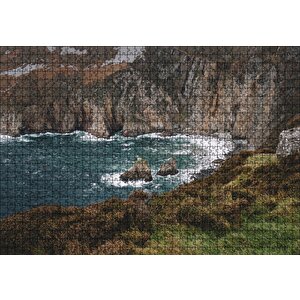 Hırçın Deniz Ve Koyun Sonunda Kayalıklar Puzzle Yapboz Mdf Ahşap 1000 Parça