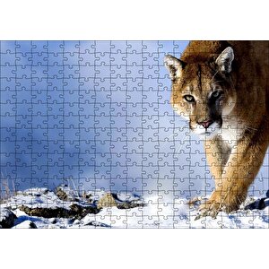 Karlı Tepedeki Puma Puzzle Yapboz Mdf Ahşap 255 Parça