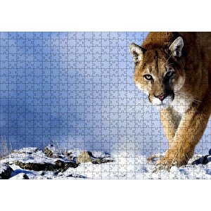 Karlı Tepedeki Puma Puzzle Yapboz Mdf Ahşap 500 Parça