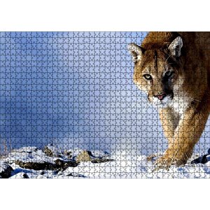 Karlı Tepedeki Puma Puzzle Yapboz Mdf Ahşap 1000 Parça