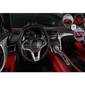 Kırmızı Acura Nsx Kokpit Puzzle Yapboz Mdf Ahşap 1000 Parça