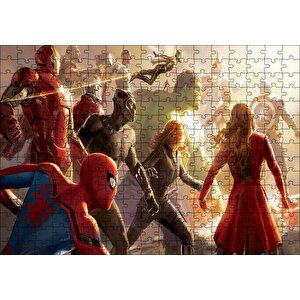 Marvel Sinematik Evreni Tüm Kahramanlar Puzzle Yapboz Mdf Ahşap 255 Parça