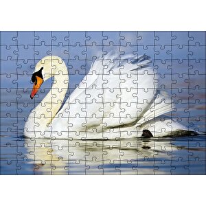 Muhteşem Beyaz Kuğu Puzzle Yapboz Mdf Ahşap 120 Parça