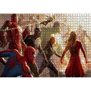 Marvel Sinematik Evreni Tüm Kahramanlar Puzzle Yapboz Mdf Ahşap 1000 Parça