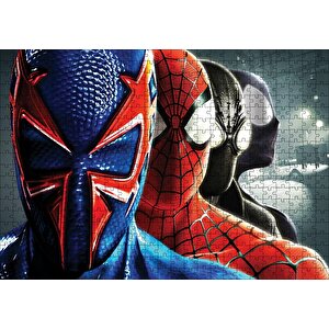 Spider Man Tüm Kostümleri Puzzle Yapboz Mdf Ahşap 500 Parça