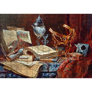 Eski Kitaplar Kum Saati Dürbün Ve Usturlab Puzzle Yapboz Mdf Ahşap 255 Parça