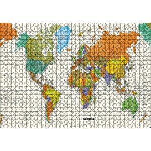Dünya Haritası Sular Beyaz Renkte Puzzle Yapboz Mdf Ahşap 1000 Parça
