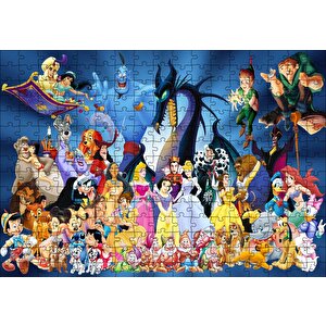 Tüm Disney Karakterleri Puzzle Yapboz Mdf Ahşap 255 Parça