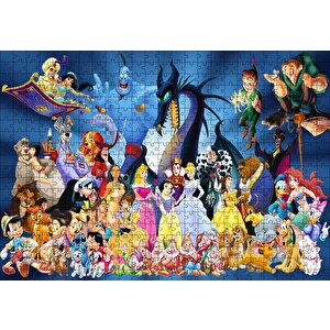 Tüm Disney Karakterleri Puzzle Yapboz Mdf Ahşap 500 Parça
