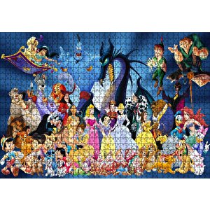 Tüm Disney Karakterleri Puzzle Yapboz Mdf Ahşap 1000 Parça