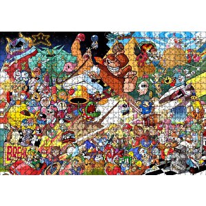 Nintendo Wii Tüm Karakterler Kompozisyon Puzzle Yapboz Mdf Ahşap 1000 Parça