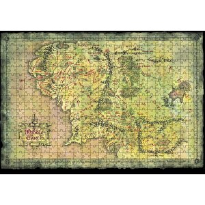 Yeşil Renk Mordur Orta Düya Haritası Görseli Puzzle Yapboz Mdf Ahşap 500 Parça