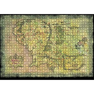 Yeşil Renk Mordur Orta Düya Haritası Görseli Puzzle Yapboz Mdf Ahşap 1000 Parça